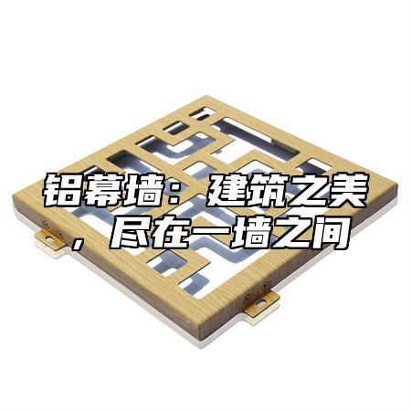 铝幕墙：建筑之美，尽在一墙之间